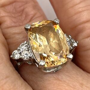 FAS Signed 925 Sterling Citrine Color Ring Size 6 3/4